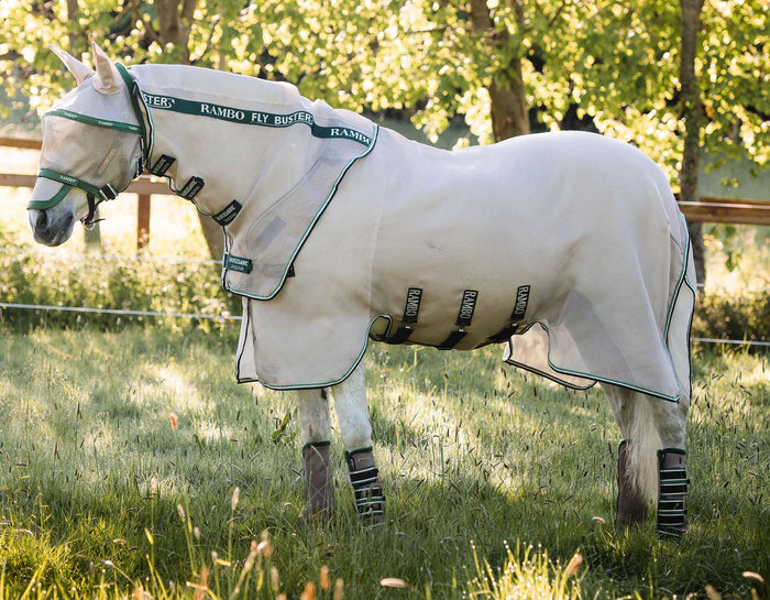 Rambo Fly Buster Vamoose with No - Fly Zone Horse Fly Sheet - FO2RR - Oatmeal/Sage - 72 in - 1