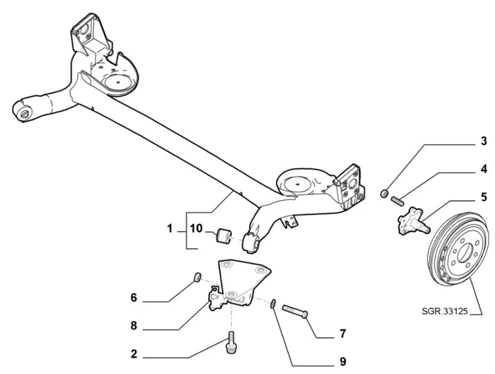 Rear Subframe UPRATED POLY Bush - Abarth 595,695 Panda