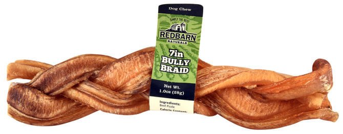 Redbarn Braided Beef Bully Sticks, All - Natural Long Lasting Dog Chews - 24AW - 5"L - Each - 1