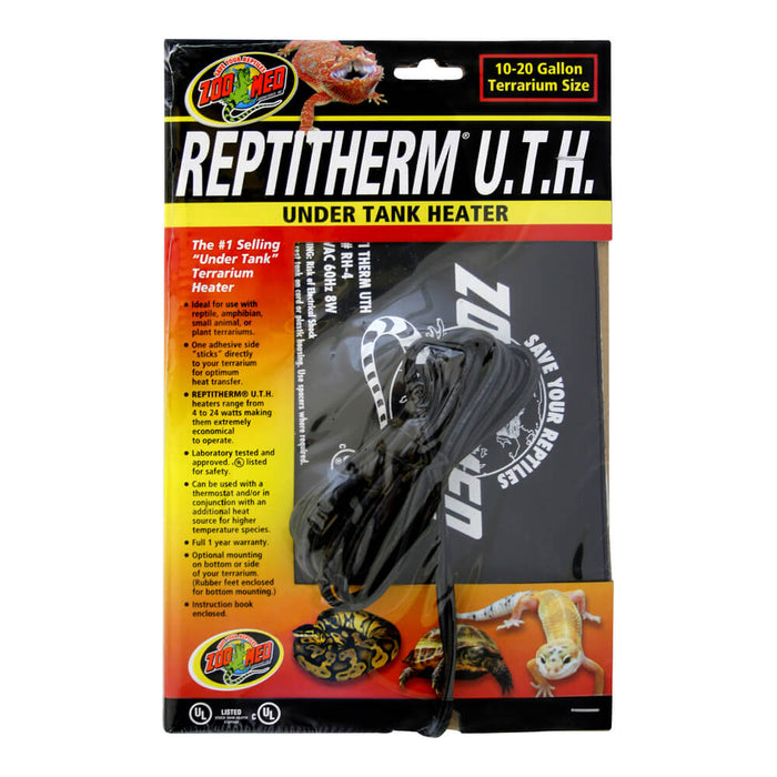 Reptitherm Under Tank Heater, 10 - 20 Gallon, 6" x 8" - 002ZOO-30005 - Black - 6x8" - 1