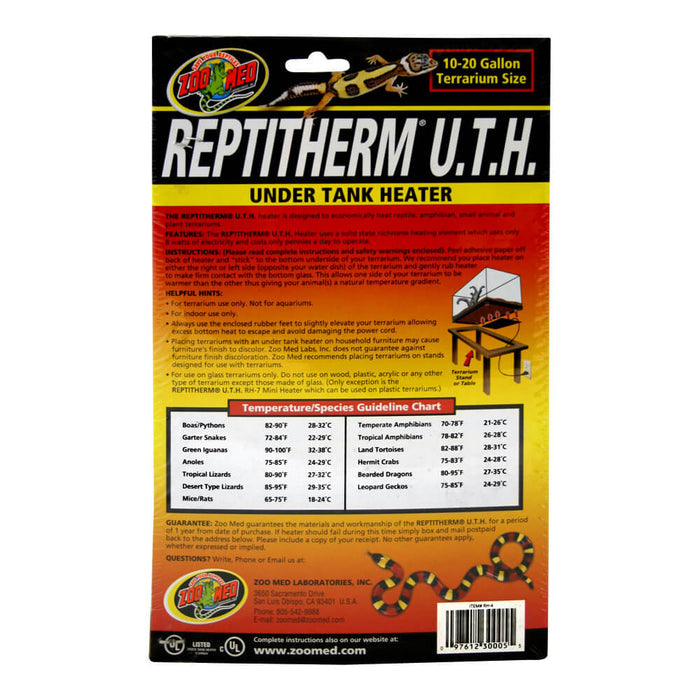 Reptitherm Under Tank Heater, 10 - 20 Gallon, 6" x 8" - 002ZOO-30005 - Black - 6x8" - 2