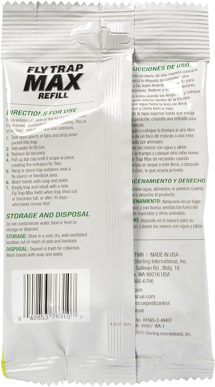 RESCUE! Fly Trap Max – Reusable Outdoor Fly Control Trap with Refill Option - SEY4 - Refill Attractant - 1 ct - 7