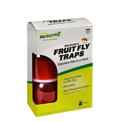 RESCUE! Fruit Fly Trap, 2 pk & Refills – Non - Toxic Reusable Indoor Fly Catcher with Refill Attractant (Safe Around Food) - SEY6 - Fruit Fly Trap (2 pk) - 1