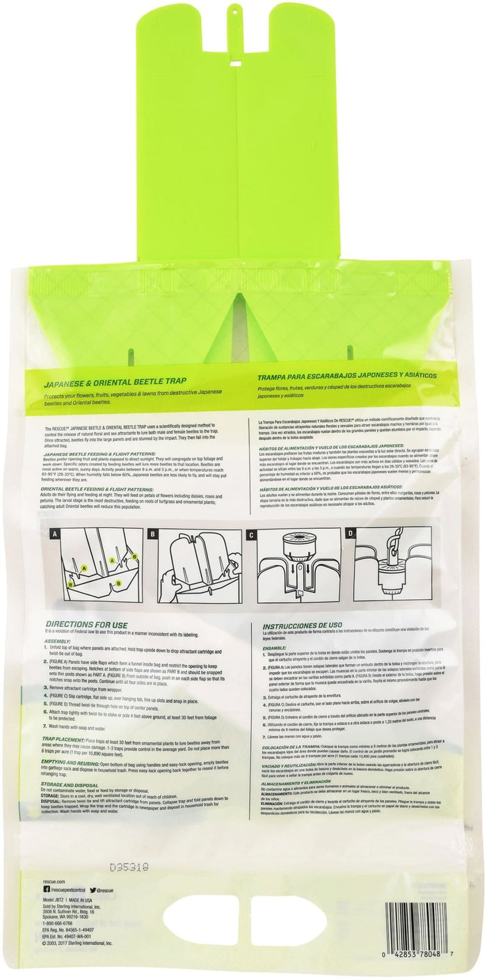 RESCUE! Japanese & Oriental Beetle Trap & Refills – Reusable, Non - Toxic Garden Pest Control - SE1E - Beetle Trap - 1 ct - 2