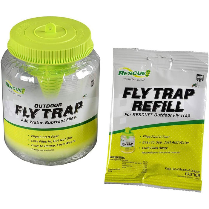 RESCUE! Outdoor Fly Trap & Refills – Reusable, Non - Toxic Fly Catcher for Outdoor Pest Control - SEYB - Outdoor Fly Trap - 1 ct - 2