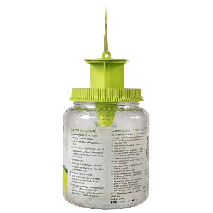RESCUE! Outdoor Fly Trap & Refills – Reusable, Non - Toxic Fly Catcher for Outdoor Pest Control - SEYB - Outdoor Fly Trap - 1 ct - 3