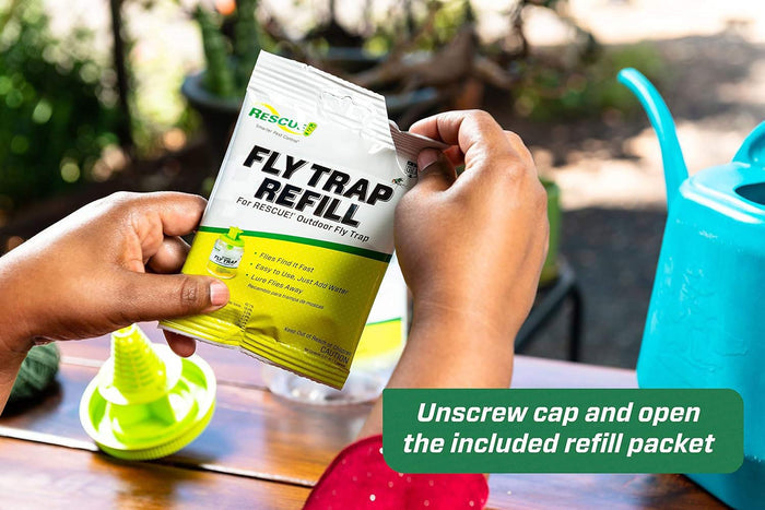 RESCUE! Outdoor Fly Trap & Refills – Reusable, Non - Toxic Fly Catcher for Outdoor Pest Control - SEYB - Outdoor Fly Trap - 1 ct - 4