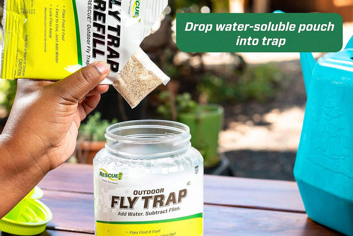 RESCUE! Outdoor Fly Trap & Refills – Reusable, Non - Toxic Fly Catcher for Outdoor Pest Control - SEYB - Outdoor Fly Trap - 1 ct - 5