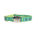 Ribbon Adjustable Dog Collar with Metal Buckle - C21KM - Lime Southwest Stars - X - Small - 5/8" x 8" - 12" - 1