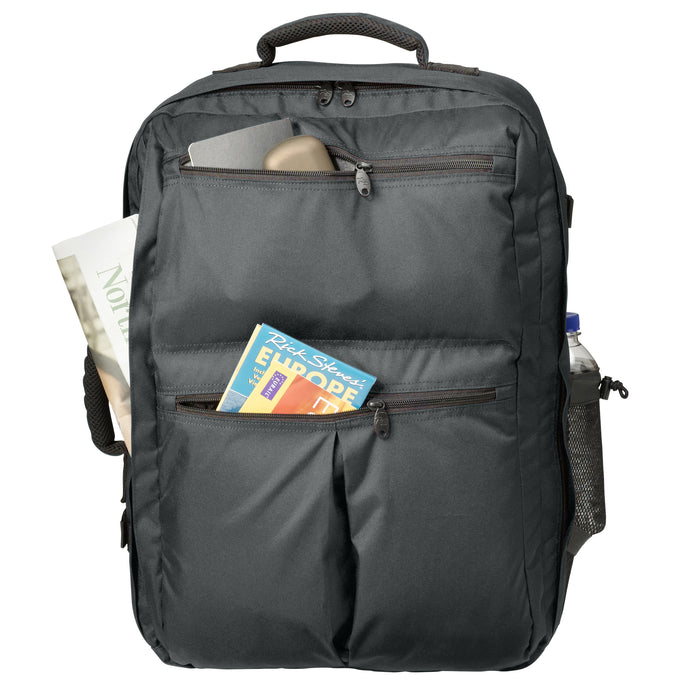 Graphite front pockets carry on backpack