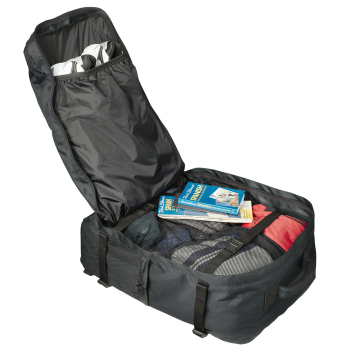 Graphite open interior carry on backpack