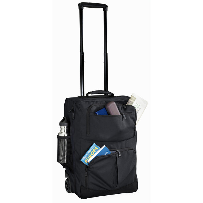 black rolling backpack pockets