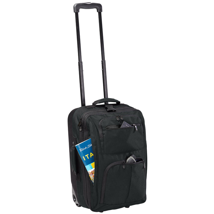 black rolling carry on pockets