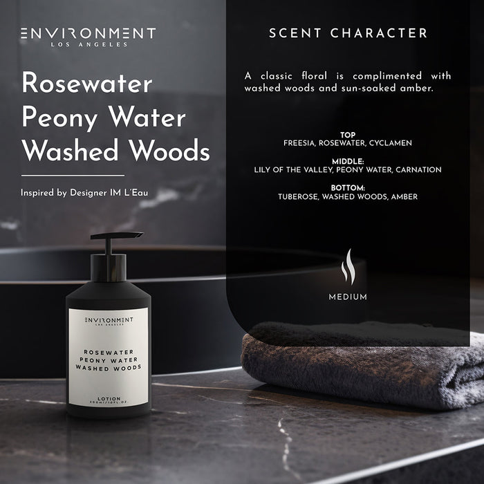 Rosewater | Peony Water | Washed Woods Lotion (Inspired by Issey Miyake L'Eau d'Issey®) Stone Candles