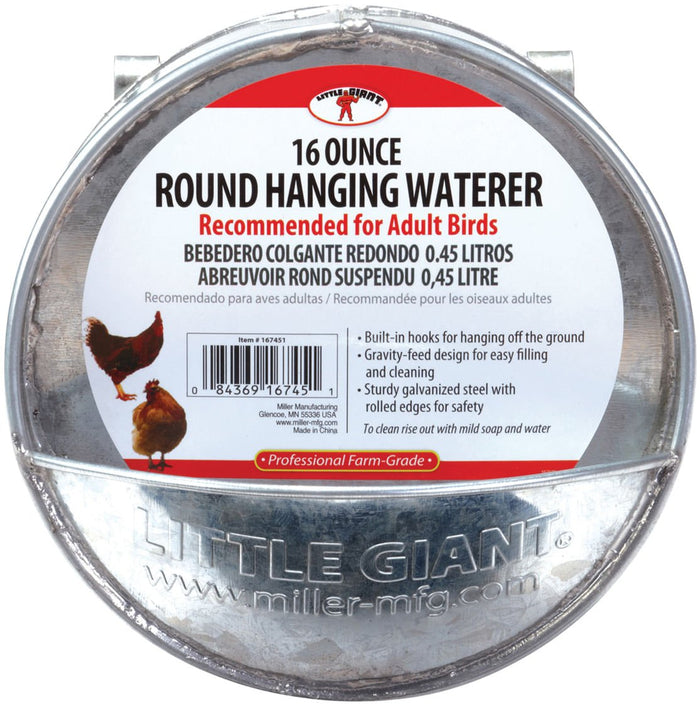 Round Hanging Chicken Waterer, 16 oz - M3AJ - 1