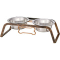 Ruff N Tuff Rustic Bone Double Diner for Dogs - ZO12P - quart - 2