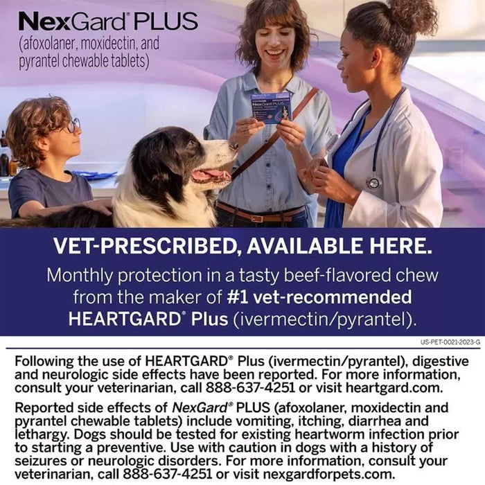 Rx NexGard Plus Chewable Flea & Tick Tablets for Dogs - 012MER-168352 - 3ct - 66.1 - 132 lbs - 7