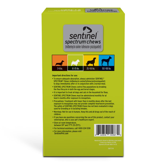 Sentinel Spectrum Chews for Dogs, 6 Chews - 012NOV-751 - 2 - 8 lbs - 5