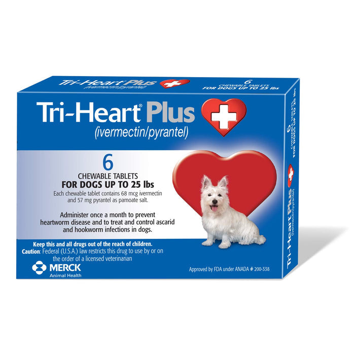 Rx Tri - Heart Plus Chewable Tablets for Dogs, 6 count - 012SCH13-68 - 0 - 25 lb - 1