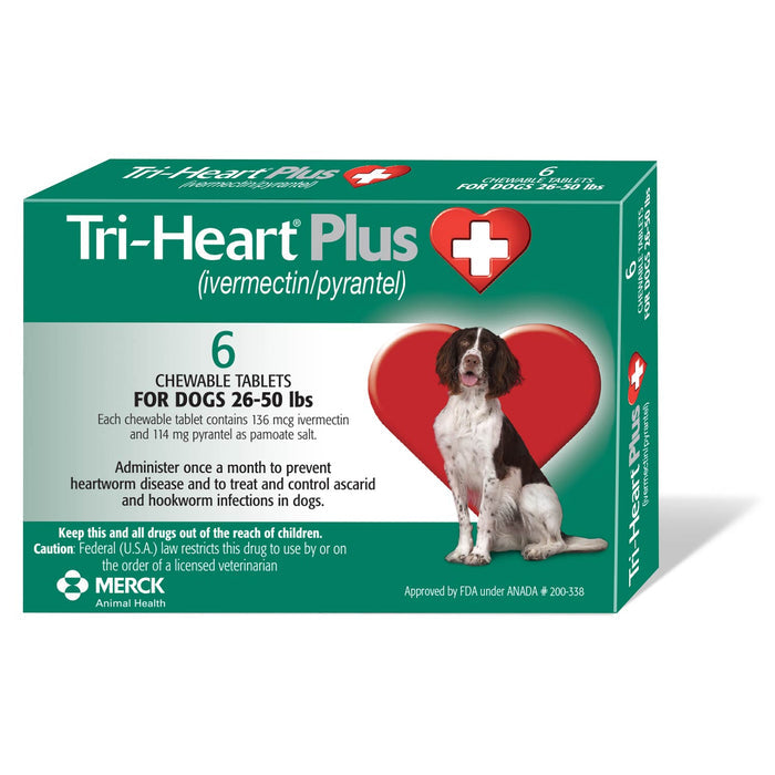 Rx Tri - Heart Plus Chewable Tablets for Dogs, 6 count - 012SCH13-136 - 26 - 50 lbs - 2