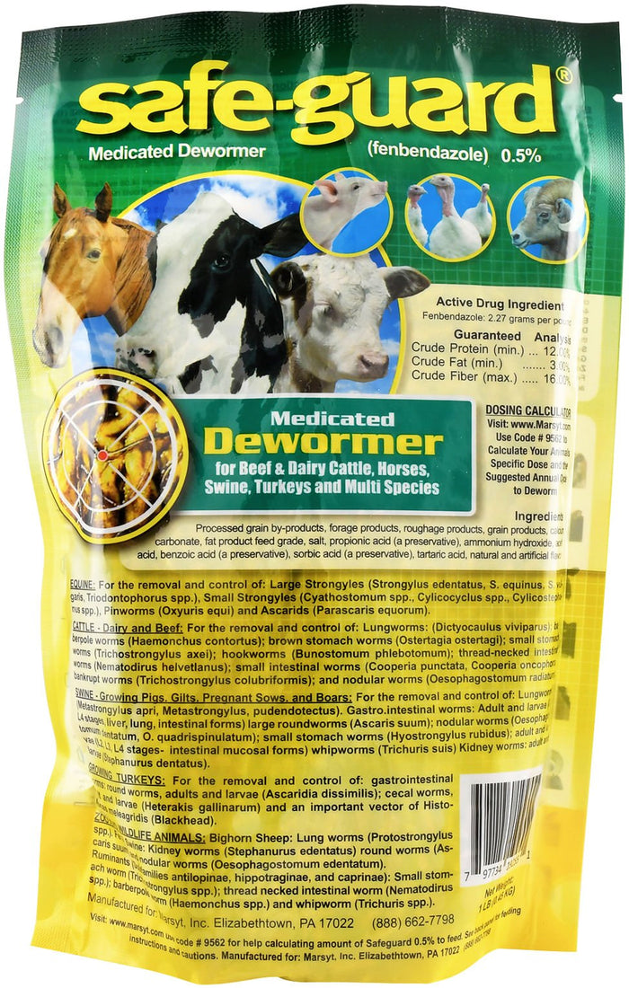 Safe - Guard Multi - Species Medicated Dewormer Pellets - MSYAA - 1 lb - Bag - 1