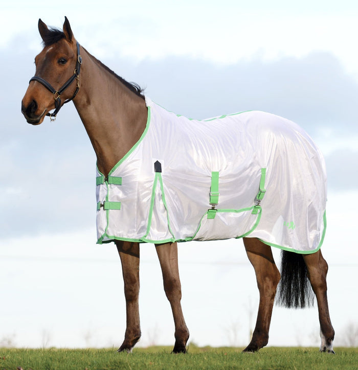 Saxon Standard Neck Mesh Horse Fly Sheet - 0V5KP - White/Green - 66 in - 2