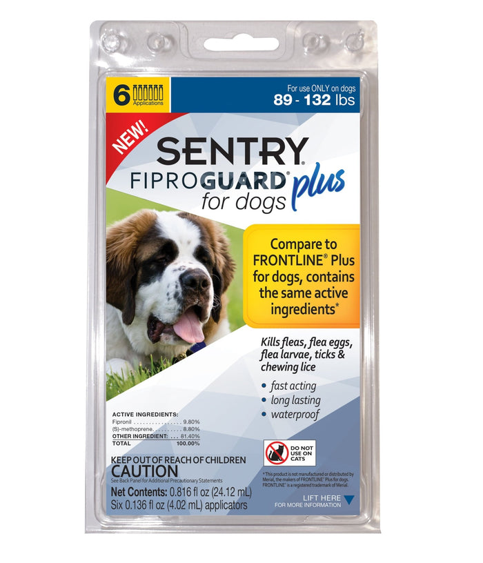 SENTRY Fiproguard Plus Topical Flea & Tick Prevention for Dogs - O8AG - 45 - 88 lbs - 6 pack (6 Month Supply) - 7