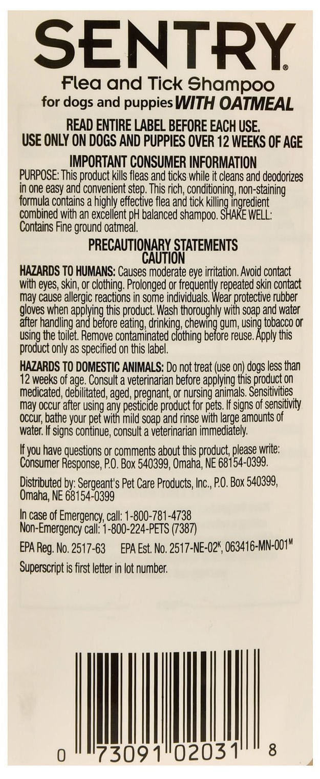 Sentry Flea & Tick Shampoo for Dogs & Puppies, 64 oz - O8SJ - 64 oz - 2