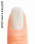Stickers ongles en gel Serflora Geeli House avec beige mat, blanc et paillettes grises