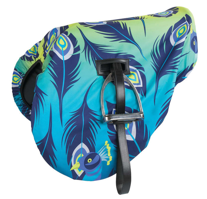 Shires Patterned Waterproof Saddle Cover - SEP1NB - Lime Peacock - 1