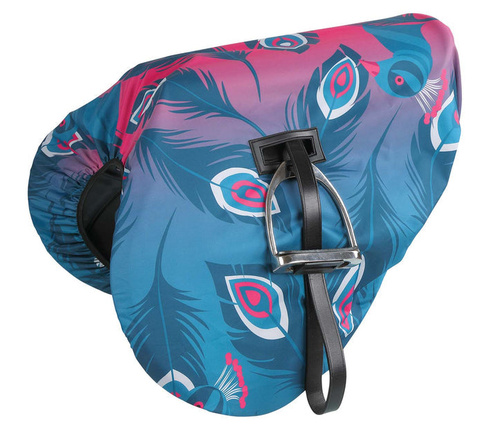 Shires Patterned Waterproof Saddle Cover - SEP1NC - Pink Peacock - 2