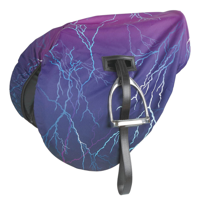 Shires Patterned Waterproof Saddle Cover - SEP1ND - Purple Lightning - 3