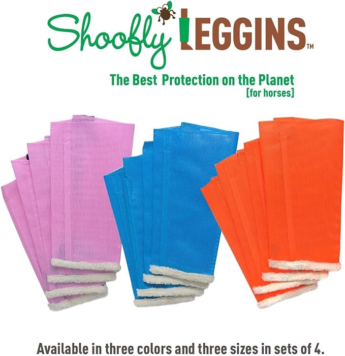 Shoofly Leggins Fine Mesh Fly Boots for Horses, 4 Pack - STBC - Orange - Miniature - 1