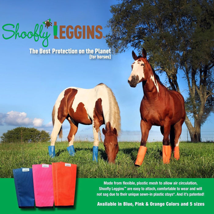 Shoofly Leggins Fine Mesh Fly Boots for Horses, 4 Pack - STBK - Orange - Medium - 4
