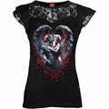 SOLEMN VOW - Lace Layered Cap Sleeve Top Black Spiral USA