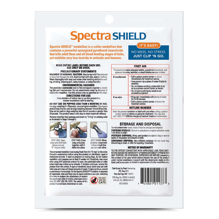 Spectra Shield Flea & Tick Collar Medallion for Dogs - AGAA - 14 - 29 lbs - 3