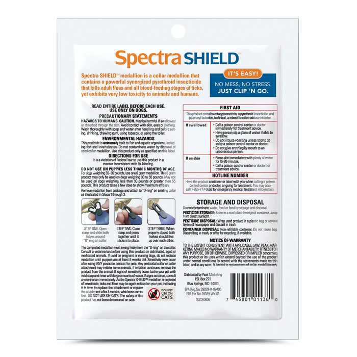 Spectra Shield Flea & Tick Collar Medallion for Dogs - AGAB - 30 - 55 lbs - 5