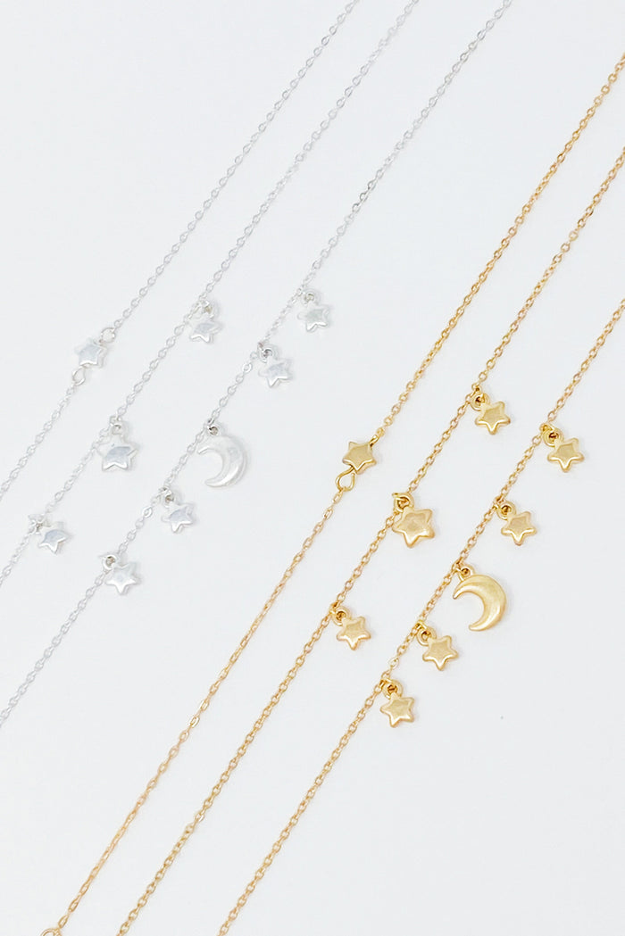Starred Up Chain Anklet, Set of 3 Ellisonyoung.com