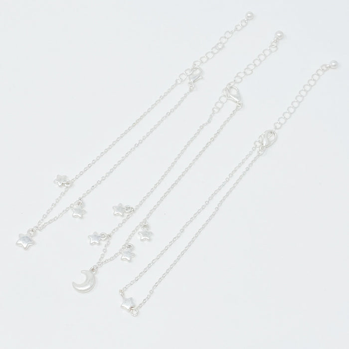 Starred Up Chain Anklet, Set of 3 Ellisonyoung.com
