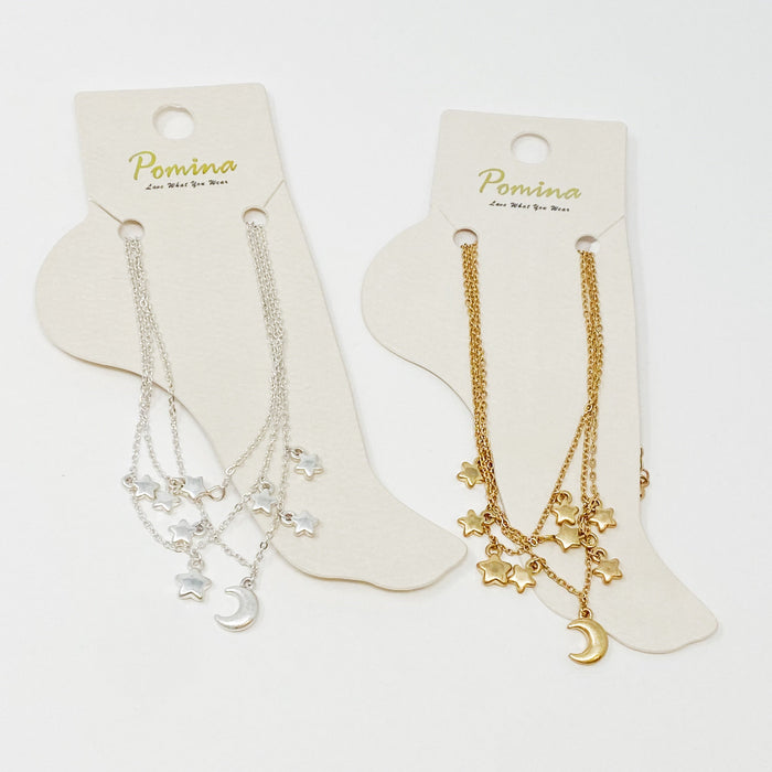 Starred Up Chain Anklet, Set of 3 Ellisonyoung.com