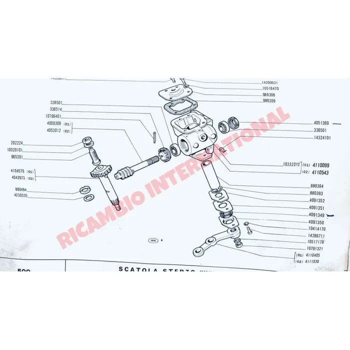 Steering Box Toothed Shaft - Classic Fiat 500 126 - Steering
