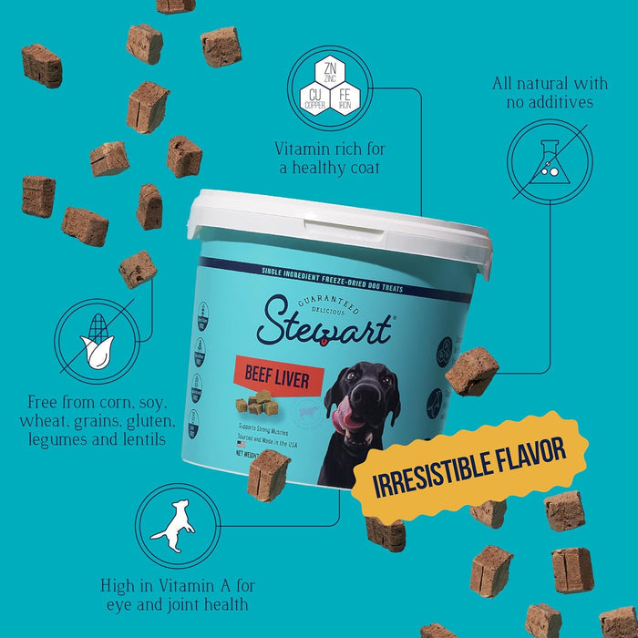 Stewart Pro - Treat Freeze - Dried Dog Treats – Nutrient - Rich, Single - Ingredient Training Treats - G9L2 - Beef Liver - 4 oz - 3