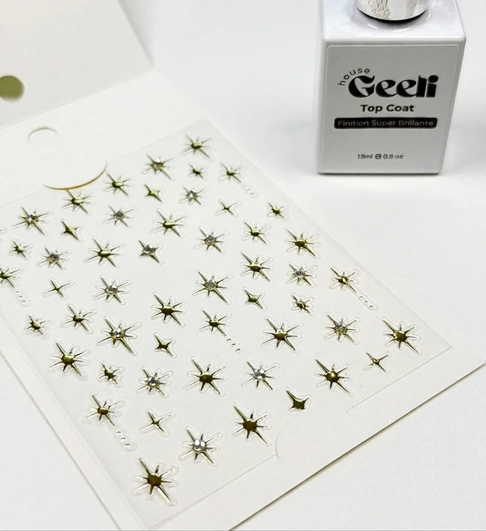 Stickers décoratifs étoiles dorées et strass