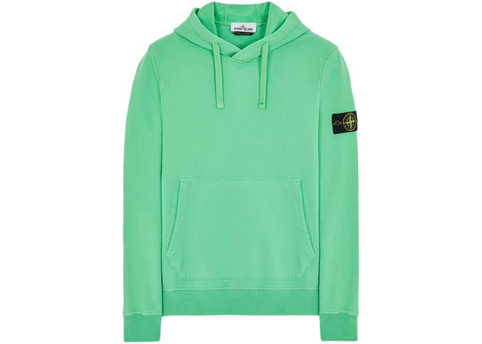 Stone Island 64120 Brushed Cotton Fleece Hooded Sweater Light Green