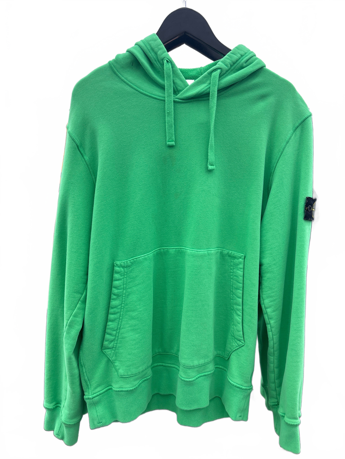 Stone Island 64120 Brushed Cotton Fleece Hooded Sweater Light Green