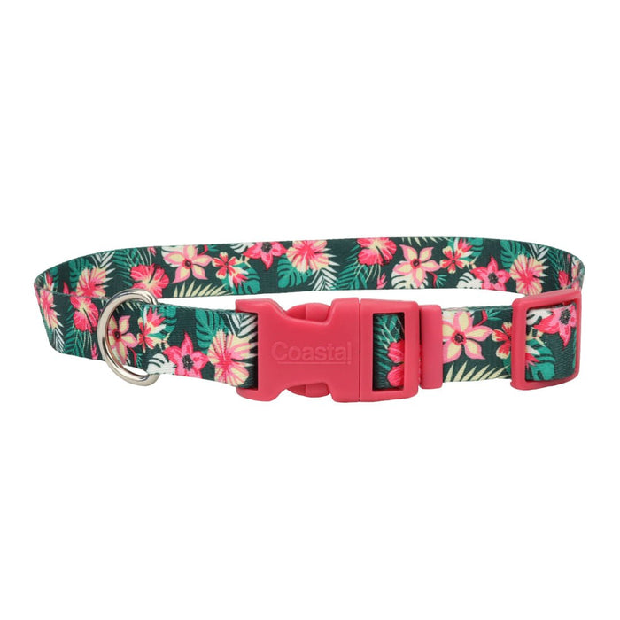 Styles Adjustable Dog Collar - C21D4 - Hunter Tropical Flower - X - Small - 3/8" x 8" - 12" - 3