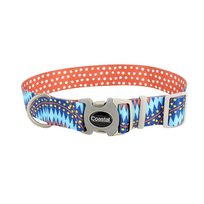 Sublime Adjustable Nylon Dog Collar - C21HB - Blue Diamond Dots - Large - 1 1/2" x 18" - 26" - 1