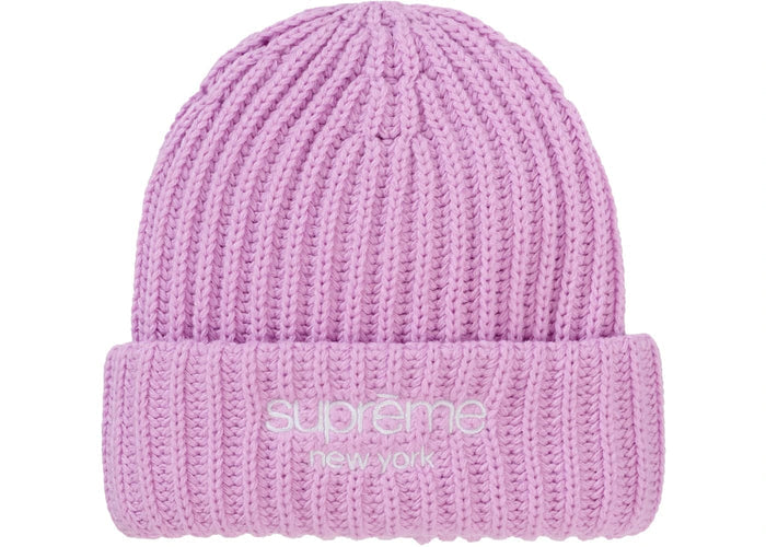 Supreme Chunky Rib Classic Logo Beanie Pink