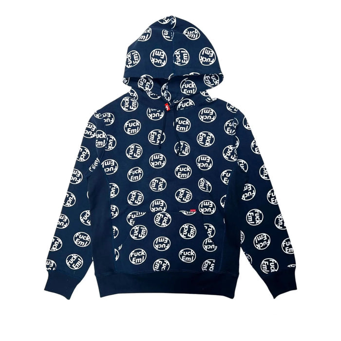 Supreme "Fuck 'Em" Pullover Hoodie Navy FW14