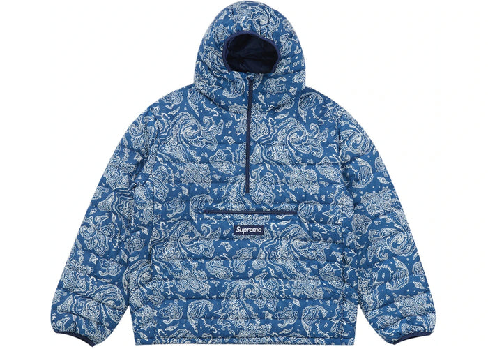 Supreme Micro Down Half Zip Hooded Pullover (FW22) Blue Paisley